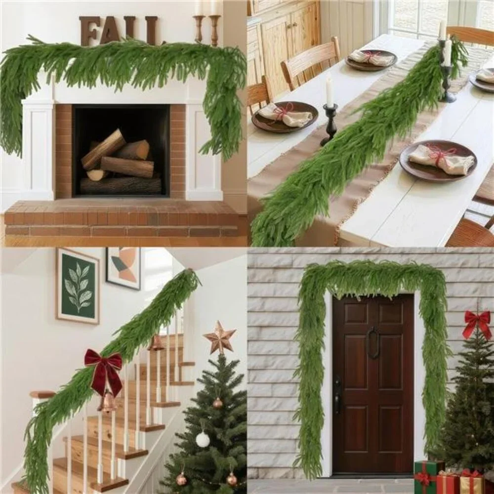 2 Pcs 6FT each, Christmas Garland,Christmas Decorations,Real Touch Norfolk